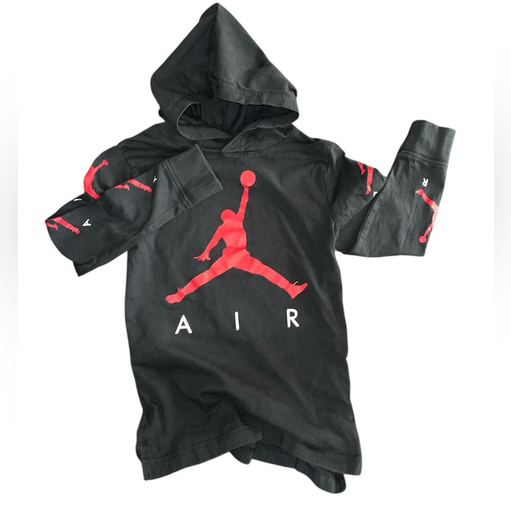 Boys Jordan Black Hoodie with Red Logo